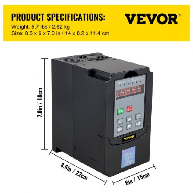VEVOR 4.0KW 220V VFD Μετατροπέας Συχνότητας για Έλεγχο Ταχύτητας Κι...
