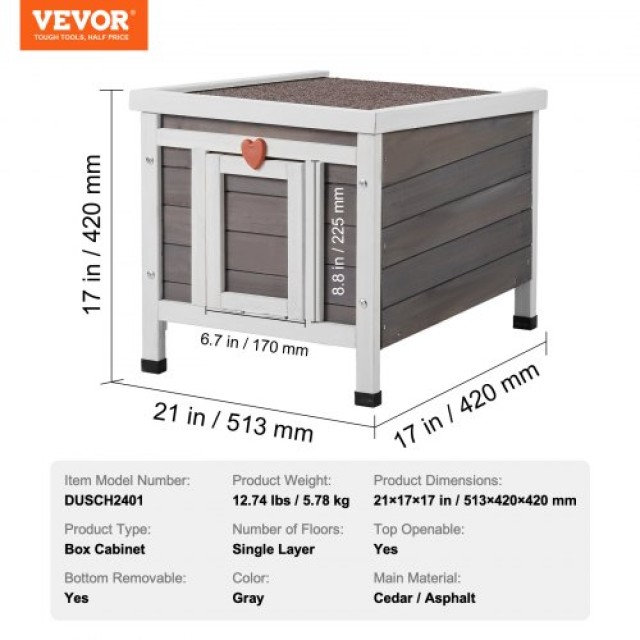 Ξύλινο Σπίτι Γάτας VEVOR με Στέγη & Πόρτες PVC  XJSMZMBHSDCSJURR1V0