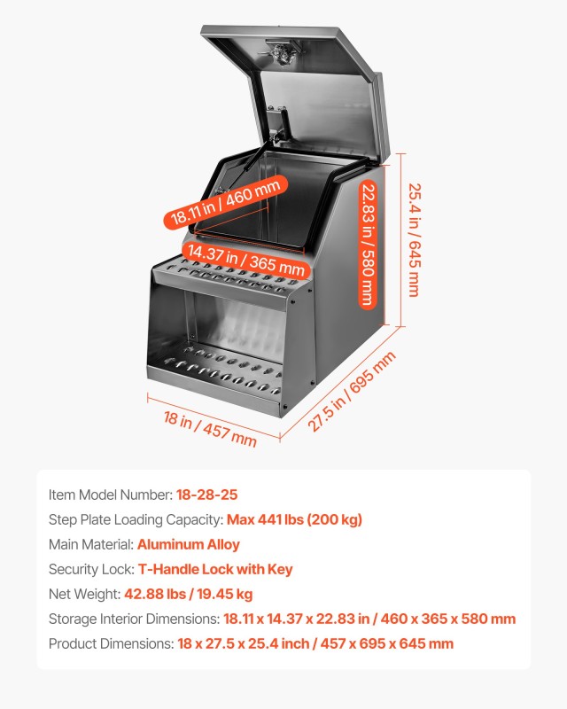 VEVOR Κουτί Εργαλείων για Ημιφορτηγά 457 x 695 x 645 mm Αλουμινίου ...