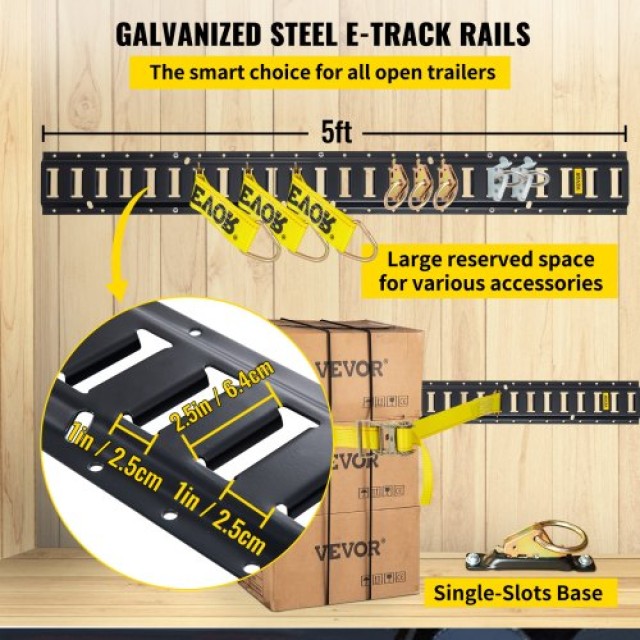 VEVOR  Σετ Δεσίματος E Track, 18 τεμ. 5FT, 4 Ράγες & Αξεσουάρ Ασφάλισης Φορτίου HSPSE5FT16PCSQSCXV0