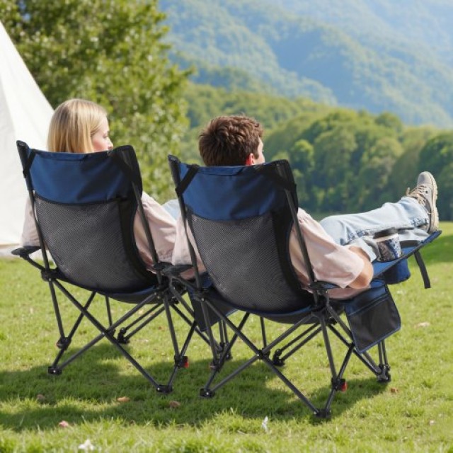 VEVOR Πτυσσόμενη Καρέκλα Camping με 4 Θέσεις Kλίσης και Υποπόδιο, Α...