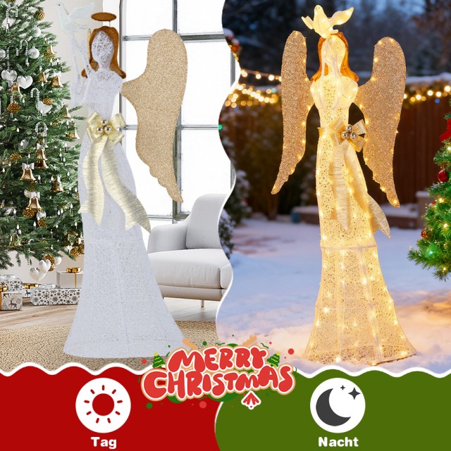 Costway 165εκ Φωτιζόμενος Χριστουγεννιάτικος Άγγελος με 150 Θερμά Λ...