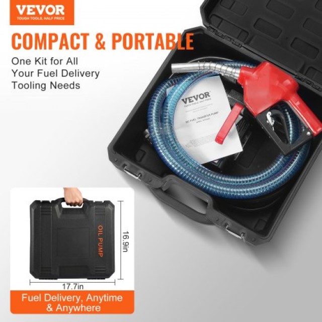 VEVOR Αντλία Μεταφοράς Καυσίμου 12V 10 GPM 1/4 HP για Πετρέλαιο με Αυτόματο Ακροφύσιο Καυσίμου CYBMG10GPM147B515V9