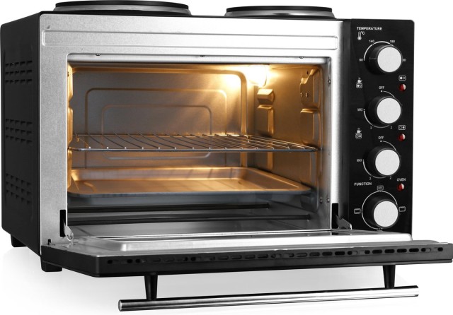 Ηλεκτρικό Φουρνάκι 32lt με 2 Εστίες 3200W Μαύρο MO-125236 Emerio