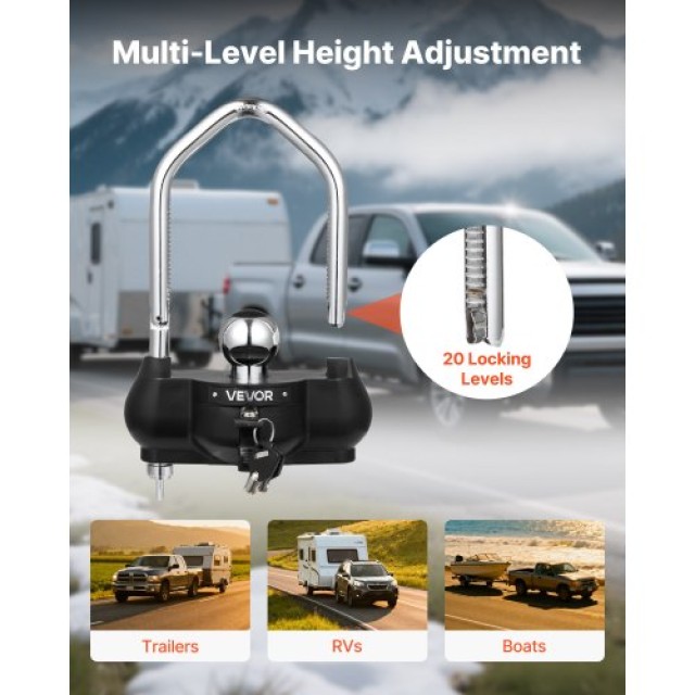 VEVOR Κλείδωμα Ρυμουλκούμενου με Αντικλεπτική Προστασία, Μαύρο CZSO... VEVOR Κλείδωμα Ρυμουλκούμενου με Αντικλεπτική Προστασία, Μαύρο CZSO...