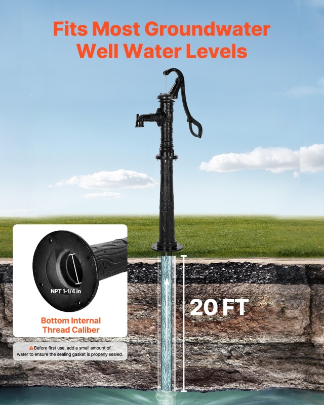 VEVOR Αντλία Νερού Χειροκίνητη από Χυτοσίδηρο, Μέγιστο Ύψος Ανύψωση... VEVOR Αντλία Νερού Χειροκίνητη από Χυτοσίδηρο, Μέγιστο Ύψος Ανύψωση...