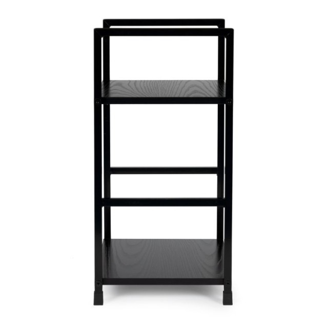 Ξύλινο Κομοδίνο με 2 Ράφια στυλ Loft Μαύρο CWJ302448-Black MODERNHOME