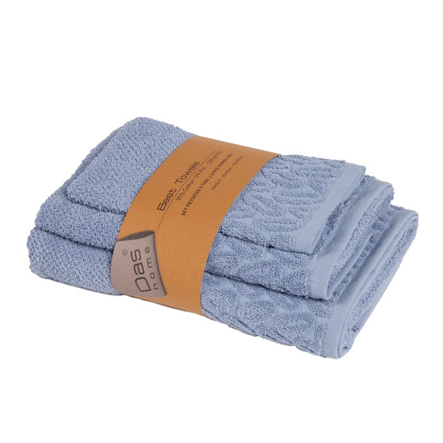 DAS HOME Σετ Πετσέτες 3 Τεμαχίων Best 0783 Μπλε 530708180783