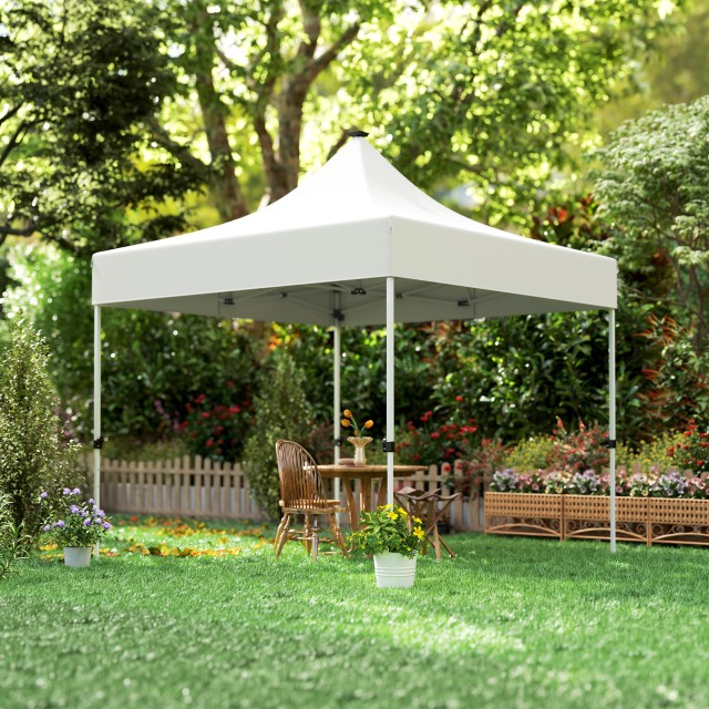 Outsunny Κιόσκι Κήπου Pop Up 3x3 m με Ρυθμιζόμενο Ύψος και Ηλιακά LED Φώτα, από Ύφασμα Oxford και Μέταλλο, Λευκό 84C-654V00WT