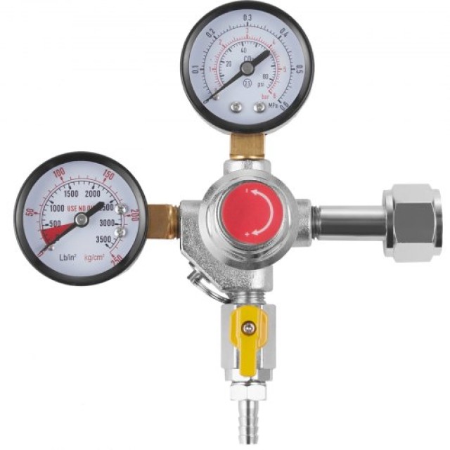 VEVOR  Ρυθμιστής CO2 Διπλού Μετρητή, 0-60 PSI, Βαρέως Τύπου, Ρυθμιζόμενος για Μπύρα, CGA320  YJDJQ21CGA320TZJTV0