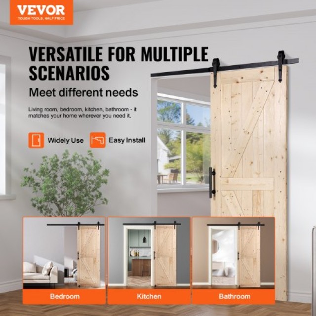 Σετ Ξύλινης Συρόμενης Πόρτας VEVOR 76x213 εκ.  MZGCMTZYS308EQ3YEV0