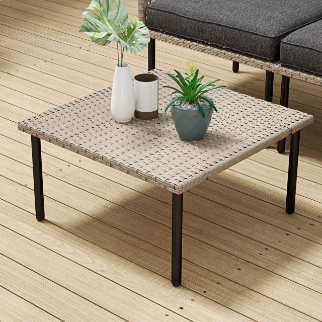 Σετ κήπου 5 τεμαχίων Rattan με 2 πλαϊνές καρέκλες, κεντρική καρέκλα και 2 σκαμπό/τραπεζάκια σαλονιού 860-306V00GY