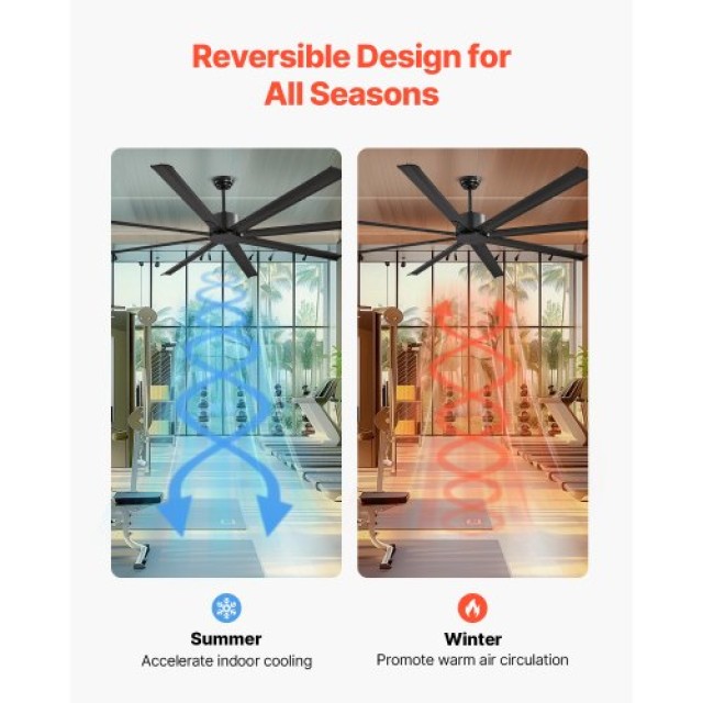 VEVOR Ανεμιστήρας Οροφής Αλουμινίου 213 εκ. Χωρίς Φως Τηλεχειριστήρ...