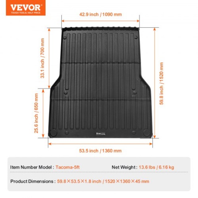 VEVOR  Ταπέτο Κρεβατιού για Toyota Tacoma 2005-2023 TPE Αξεσουάρ Κρεβατιού Φορτηγού TPEKCCCDTPEFF55UGV0