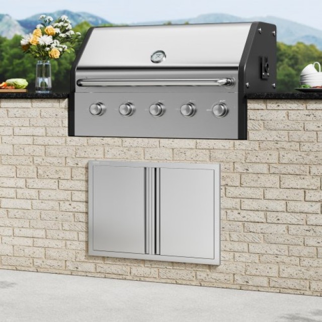 Πόρτα BBQ VEVOR 774x532 mm, Ανοξείδωτη Διπλή Πόρτα Κουζίνας Εξωτερικού Χώρου  SMABSCJMYS30BVNBSV0