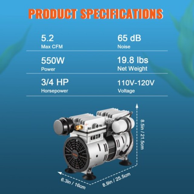 Κιτ Αερισμού Λίμνης VEVOR 3/4 HP για Έκταση έως 3 Στρέμματα  SXPQJYW370W47QY9EV2