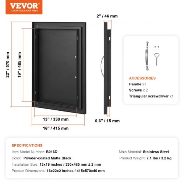 Πόρτα BBQ VEVOR 415x570 mm για Εξωτερική Κουζίνα  DMMBSCJM16X2HCHIDV0 Πόρτα BBQ VEVOR 415x570 mm για Εξωτερική Κουζίνα  DMMBSCJM16X2HCHIDV0