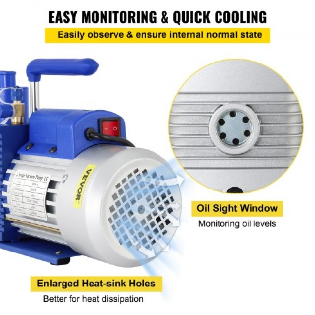 VEVOR Αντλία Κενού 10CFM 1HP Διπλού Σταδίου 220V για HVAC & Επεξεργ...