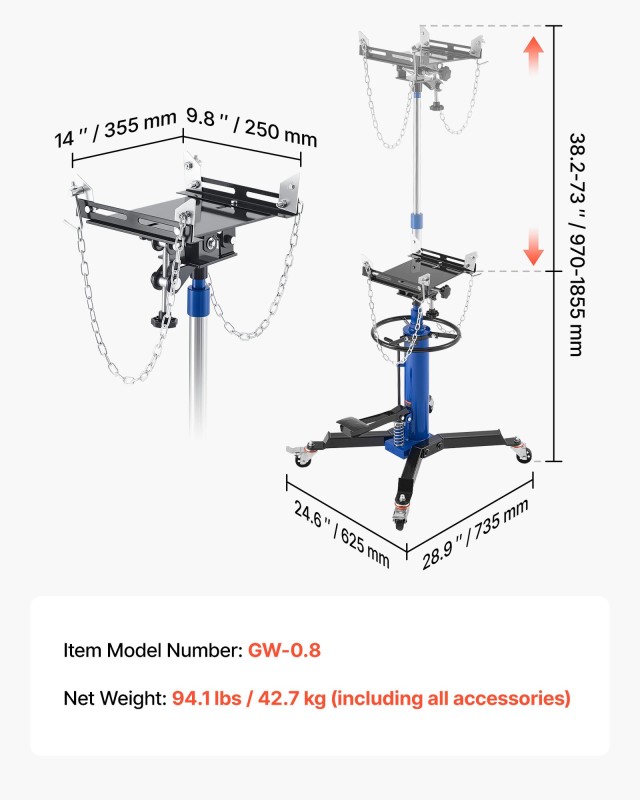 VEVOR Υδραυλικός Γρύλος Μετάδοσης, Χωρητικότητα Ανύψωσης 0.75 Τόνου...