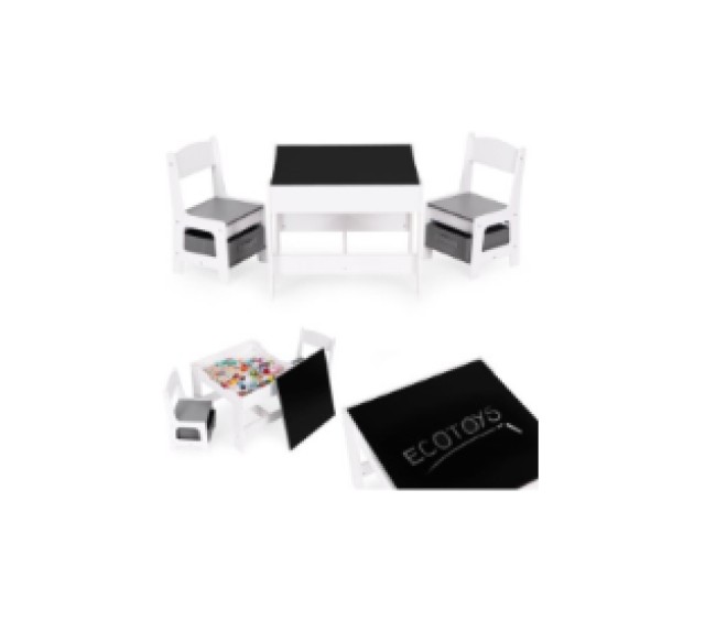 ECOTOYS Σετ παιδικών επίπλων τραπεζάκι + 2 καρέκλες πίνακας κιμωλία...