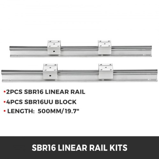 VEVOR  Σετ Γραμμικών Οδηγών SBR16 500mm με Ρουλεμάν για CNC Μηχανές ZXDGSBR16-500MM01V0