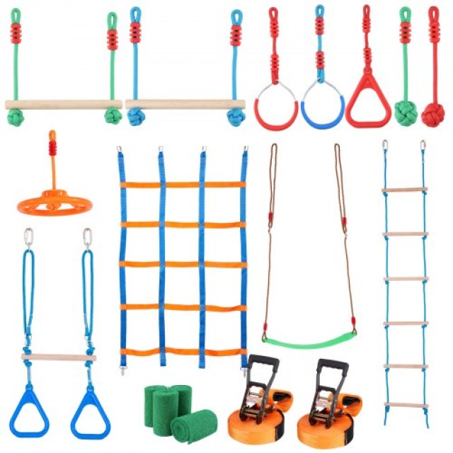 Παιδική Πίστα Ninja Warrior 2x50 ft με 12 Εμπόδια VEVOR για Εξωτερικό Χώρο  RZX502YC10J052R10V0