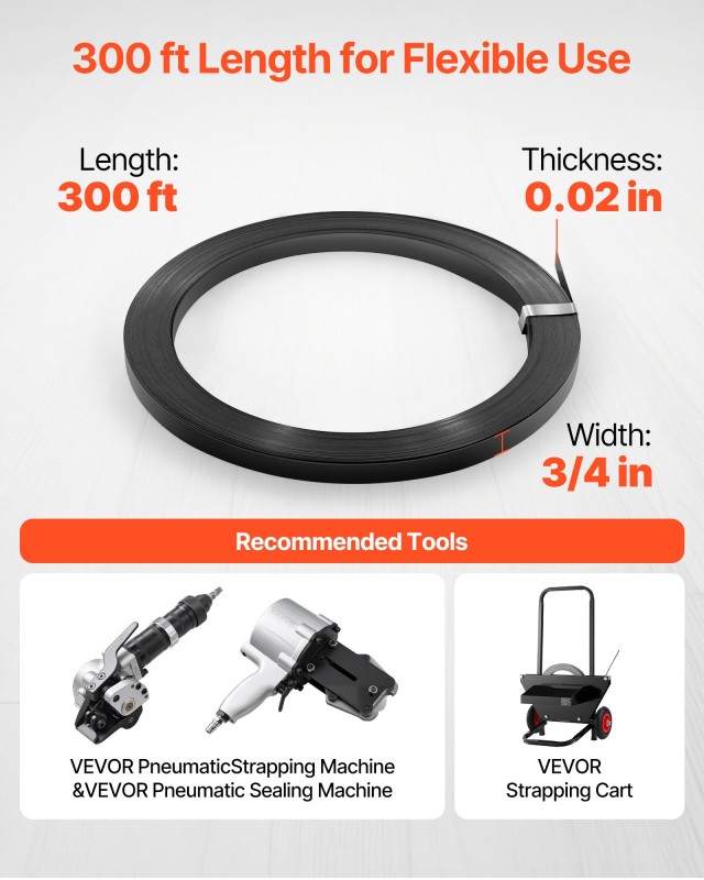 VEVOR Ανθεκτική Ταινία Δεσίματος Χάλυβα, 19 mm x 0.55 mm x 91 m, 1,... VEVOR Ανθεκτική Ταινία Δεσίματος Χάλυβα, 19 mm x 0.55 mm x 91 m, 1,...