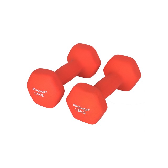 SONGMICS Σετ 2 τμχ Αλτήρες από Νεοπρένιο 2 x 1.5Kg, Πορτοκαλί, SYL63OG 