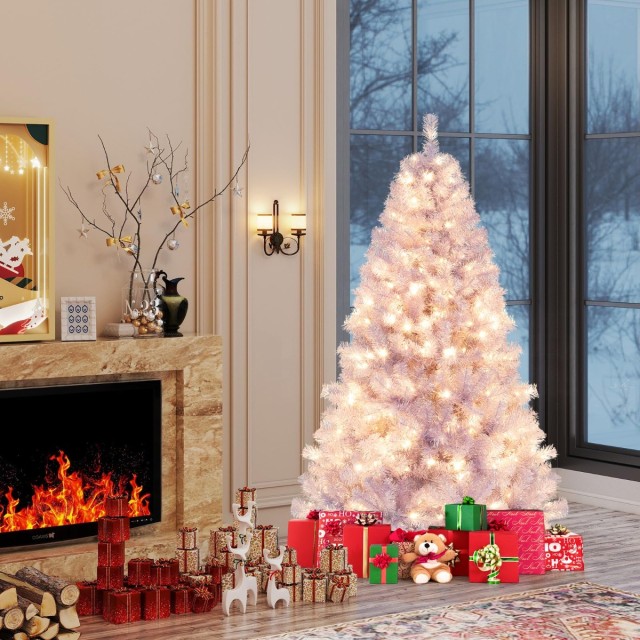 Costway 180 εκ. Τεχνητό Χριστουγεννιάτικο Δέντρο με Φωτισμό, Έλατο ...