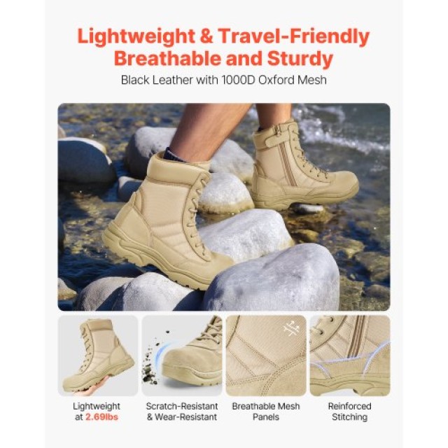 VEVOR Τακτικά Άρβυλα Αμμουδιάς με Πλαϊνό Φερμουάρ (Μέγεθος 8 UK) ZS...