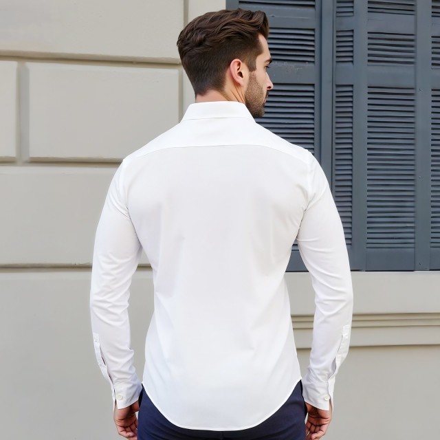 VEVOR Ανδρικό Πουκάμισο Μακρυμάνικο Slim Fit, Λευκό, X-Large, Ανθεκ...