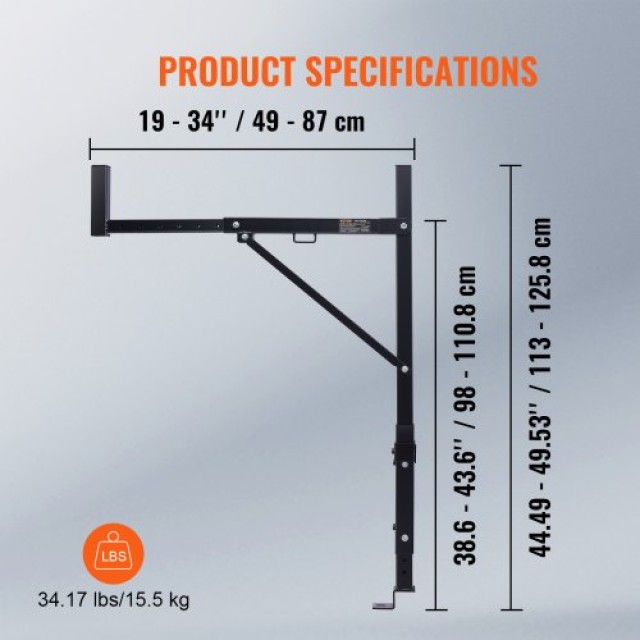 VEVOR Ράφι Φορτηγού, Ρυθμιζόμενο Ύψος 98-110cm, Χωρητικότητα 113kg, Ανθεκτικό Ράφι για Καγιάκ, Σανίδα, Ξυλεία, Σκάλα  PKHJHJGYZTB19IY13V0