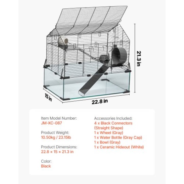 VEVOR Σύρμα Κλουβί Χάμστερ 58cm Τρωκτικά Γερβίλος Μικρά Ζώα Σπίτι JSCSLHS1C202GHYAGV0