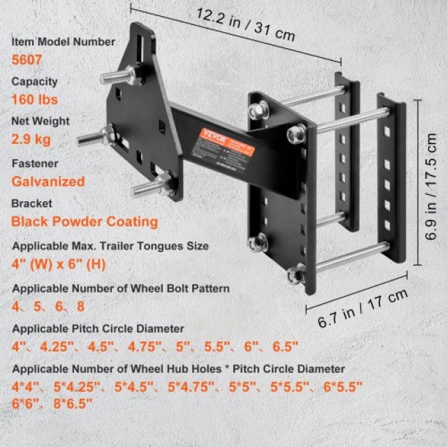 VEVOR Βάση Ρεζέρβας Τρέιλερ, 160 lbs, Συμβατή με 4, 5, 6 & 8 Μπουλό...