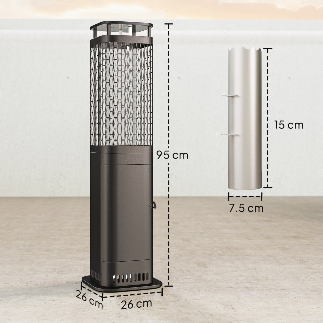 Outsunny Εξωτερική Σόμπα Πέλλετ Ισχύος 6.86Kw με Αντιολισθητική Βάσ...