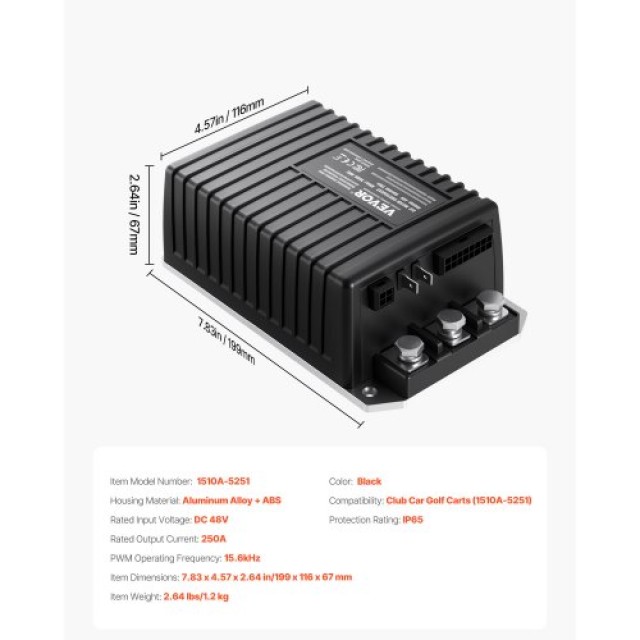 VEVOR Ελεγκτής Ταχύτητας 48V 250A για Club Car 1510A-5251 QCSDKZQXH...