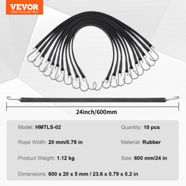 Σετ 10 Επίπεδων Ιμάντων VEVOR με S-Άγκιστρο  DLKZD24INCH1F1ZYMV0