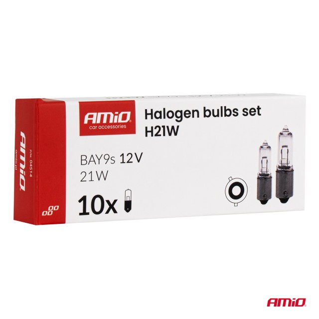 AMIO Σετ 10 τμχ Λαμπτήρων Αλογόνου H21W 12V 21W BAY9s 04514