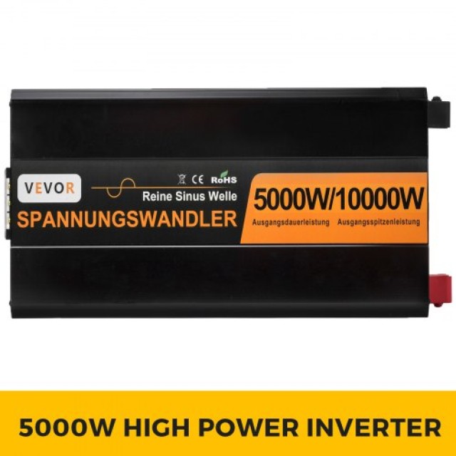 VEVOR 5000W 24V 230V Καθαρός Ημιτονοειδής Μετατροπέας Ρεύματος 1000...