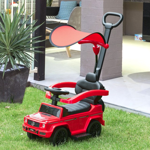 HOMCOM Παιδικό Αυτοκίνητο Mercedes με Τέντα και Λαβή, 85.5x40.5x95 ...