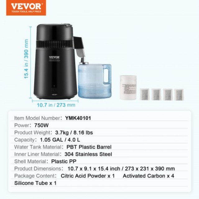 Αποστακτήρας Νερού VEVOR 4L με Ανοξείδωτο Εσωτερικό για Πάγκο  BXGZLSJXB4LDCQHM3V2
