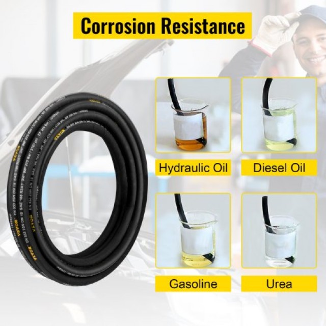 VEVOR Υδραυλικός Σωλήνας 1/4 x 328 ft, 5800 PSI, Εύκαμπτος Λάστιχος με 2 Πλέξεις Ατσαλιού  YG328FT1-4-5800PSV0