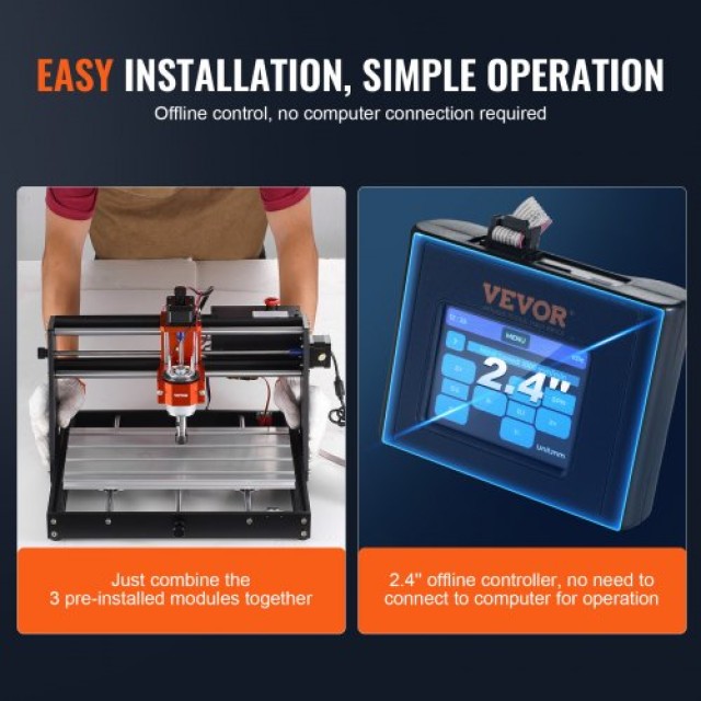 VEVOR  Μηχάνημα CNC Router 300x200x72mm, 120W, 3 Άξονες GRBL, 1200RPM, Offline Controller για Ξύλο, Ακρυλικό, MDF, PVC, Πλαστικό Αφρό SKDKJ3020CMURZ4TWV2