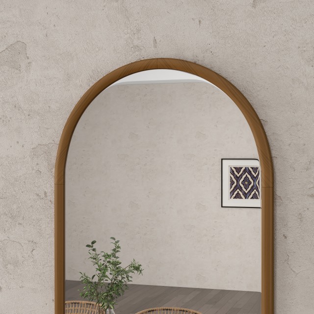 HOMCOM Καθρέφτης Τοίχου με Καμάρα 110x65cm με Ξύλινο Πλαίσιο για Δωμάτιο και Είσοδο Σκούρο Καφέ 830-861V80DR