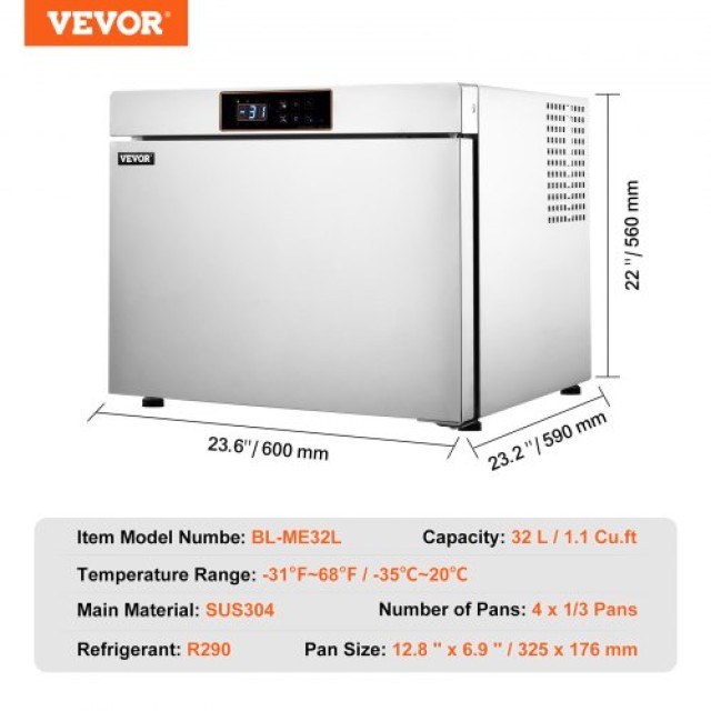 VEVOR  Καταψύκτης 32L 4 Δίσκοι Θαλασσινά Παγωτό  HXSDJ32L4TRA45XDOV2
