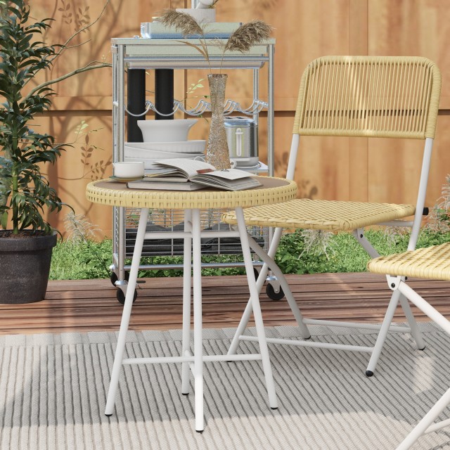Τραπεζάκι σαλονιού Outsunny Modern Garden σε Rattan and Steel, 50x50x55 cm, μαύρο και ξύλο 867-192V00ND