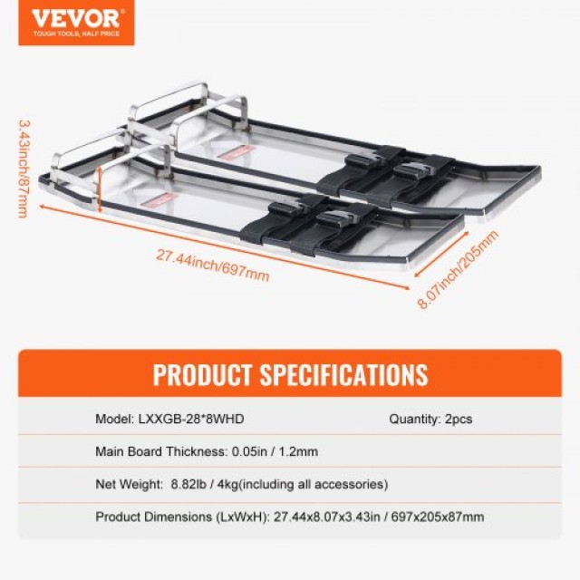 VEVOR Επιγονατίδες Σκυροδέματος 28 x 8 με Ιμάντες για Φινίρισμα Σκυροδέματος  HNTXGBBXGHBDO21DGV0