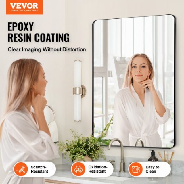 VEVOR  Τετράγωνος Καθρέφτης Τοίχου 22 x 30 με Πλαίσιο Αλουμινίου JXJ2230INCHBW5FLZV0