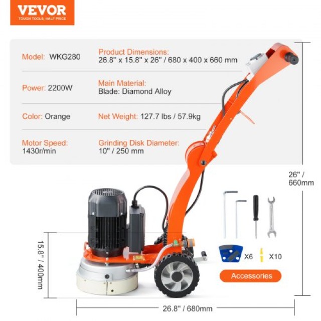 VEVOR Τρίφτης Δαπέδου 10 3.0HP Ρυθμιζόμενος  HNTSGJJS1300C00IVV2