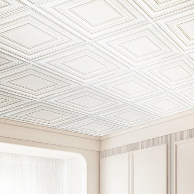 VEVOR Πλακάκια Οροφής 12τμχ 24x24in PVC Εύκολη Εγκατάσταση Λευκός Σχεδιασμός με Τρύπες  THBZPVCB12J20JVLNV0